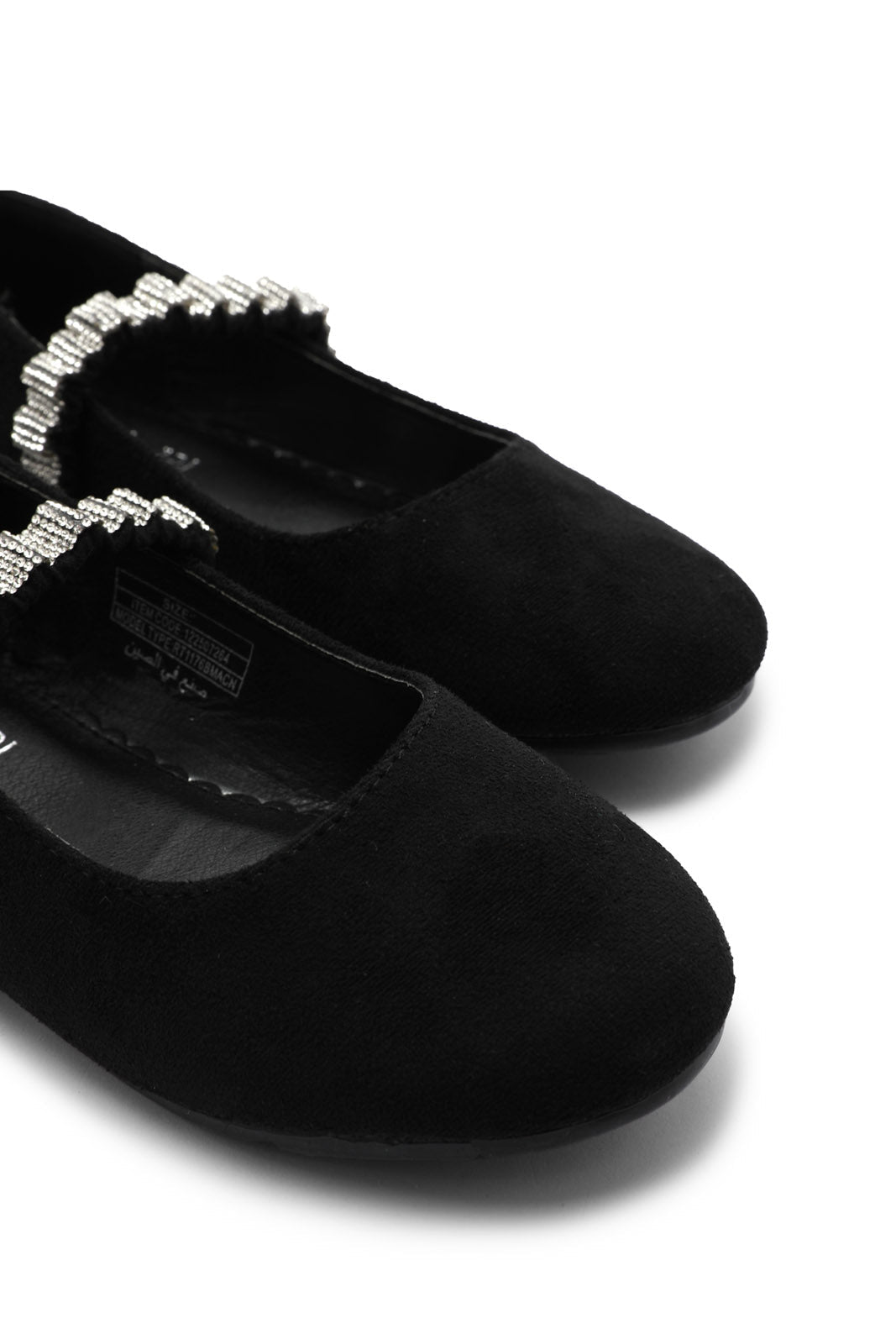 Redtag-Black-Diamante-Trim-Ballerina-Category:Shoes,-Colour:Black,-Deals:New-In,-Dept:Girls,-Filter:Girls-Footwear-(3-to-5-Yrs),-GIR-Shoes,-New-In-GIR-FOO,-Non-Sale,-S23A,-Section:Girls-(0-to-14Yrs)-Girls-