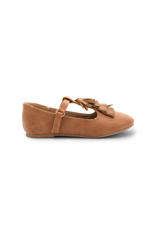 Redtag-Brown-Tassel-Ballerina-Category:Shoes,-Colour:Brown,-Deals:New-In,-Dept:Girls,-Filter:Girls-Footwear-(3-to-5-Yrs),-GIR-Shoes,-New-In-GIR-FOO,-Non-Sale,-S23A,-Section:Girls-(0-to-14Yrs)-Girls-