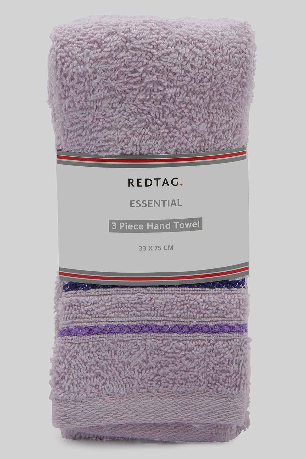 Redtag-Lilac-Hand-Towel-(3Pc-Set)-Category:Towels,-Colour:Lilac,-Deals:New-In,-Filter:Home-Bathroom,-HMW-BAC-Towels,-New-In-HMW-BAC,-Non-Sale,-Section:Homewares,-W22O-Home-Bathroom-