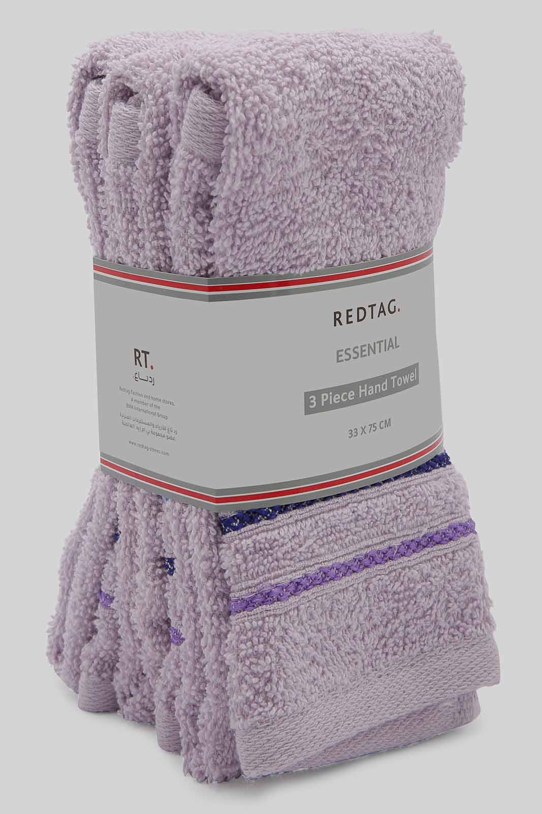 Redtag-Lilac-Hand-Towel-(3Pc-Set)-Category:Towels,-Colour:Lilac,-Deals:New-In,-Filter:Home-Bathroom,-HMW-BAC-Towels,-New-In-HMW-BAC,-Non-Sale,-Section:Homewares,-W22O-Home-Bathroom-