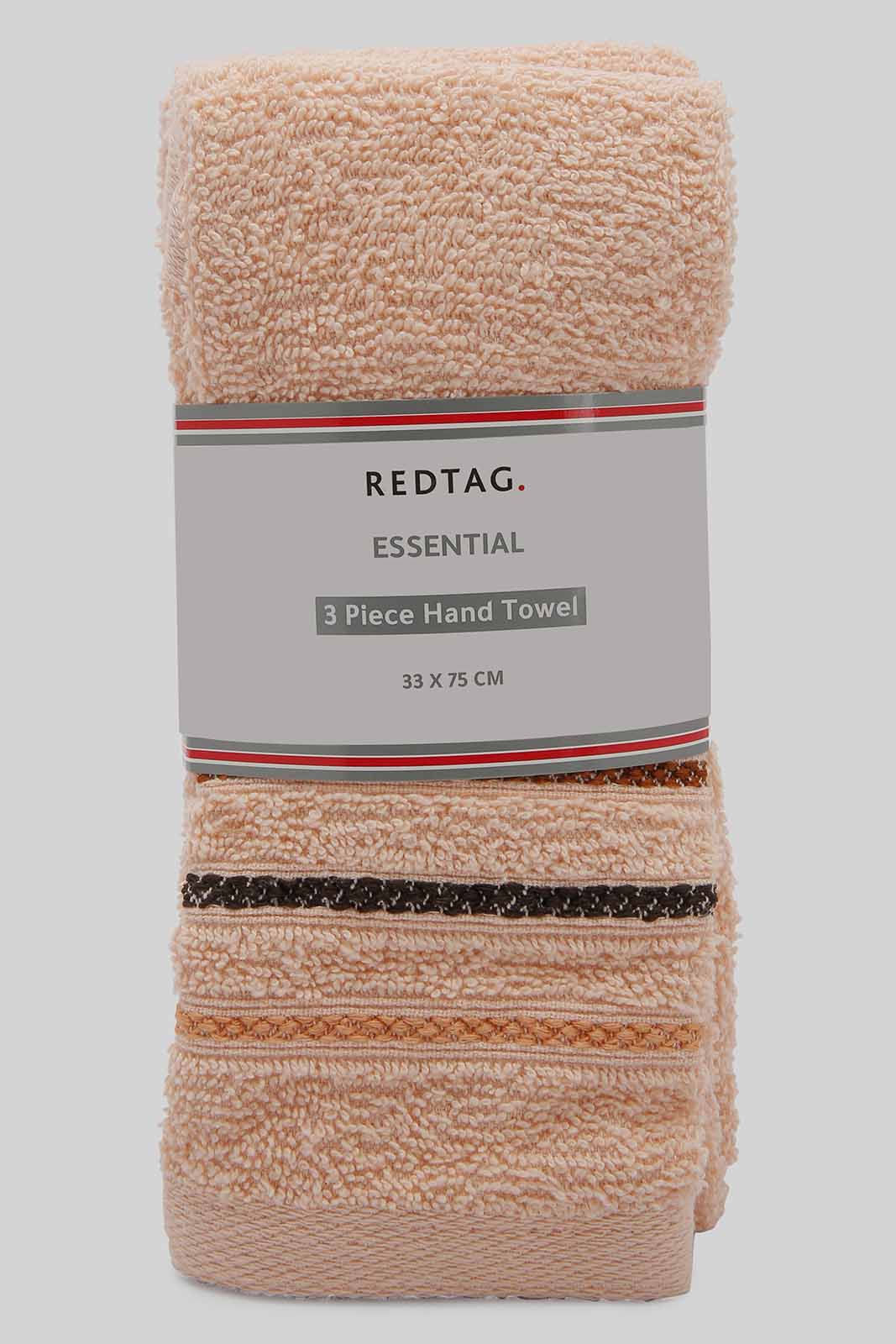 Redtag-Peach-Hand-Towel-(3Pc-Set)-Category:Towels,-Colour:PEACH,-Deals:New-In,-Filter:Home-Bathroom,-HMW-BAC-Towels,-New-In-HMW-BAC,-Non-Sale,-Section:Homewares,-W22O-Home-Bathroom-