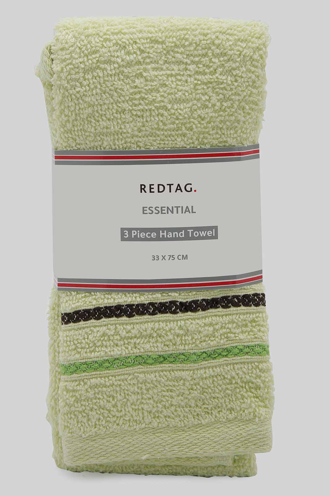 Redtag-Green-Hand-Towel-(3Pc-Set)-Category:Towels,-Colour:Green,-Deals:New-In,-Dept:Home,-Filter:Home-Bathroom,-HMW-BAC-Towels,-New-In-HMW-BAC,-Non-Sale,-Section:Homewares,-W22O-Home-Bathroom-