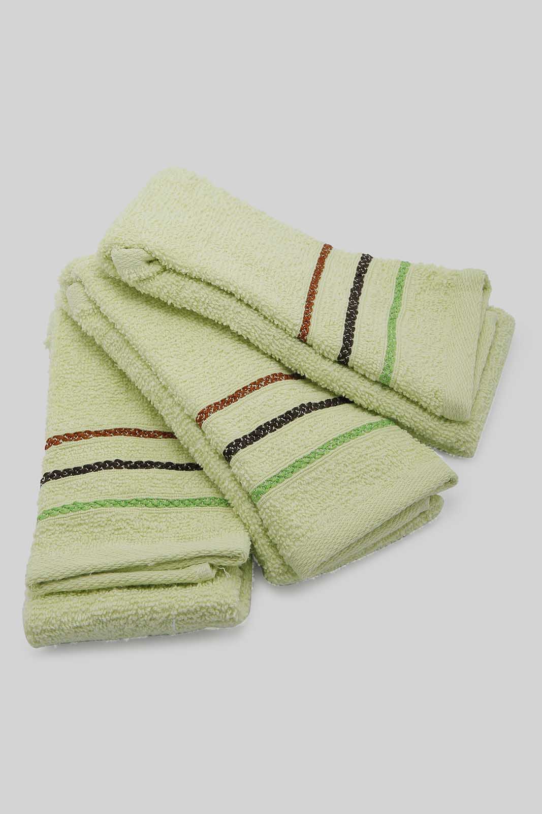 Redtag-Green-Hand-Towel-(3Pc-Set)-Category:Towels,-Colour:Green,-Deals:New-In,-Dept:Home,-Filter:Home-Bathroom,-HMW-BAC-Towels,-New-In-HMW-BAC,-Non-Sale,-Section:Homewares,-W22O-Home-Bathroom-