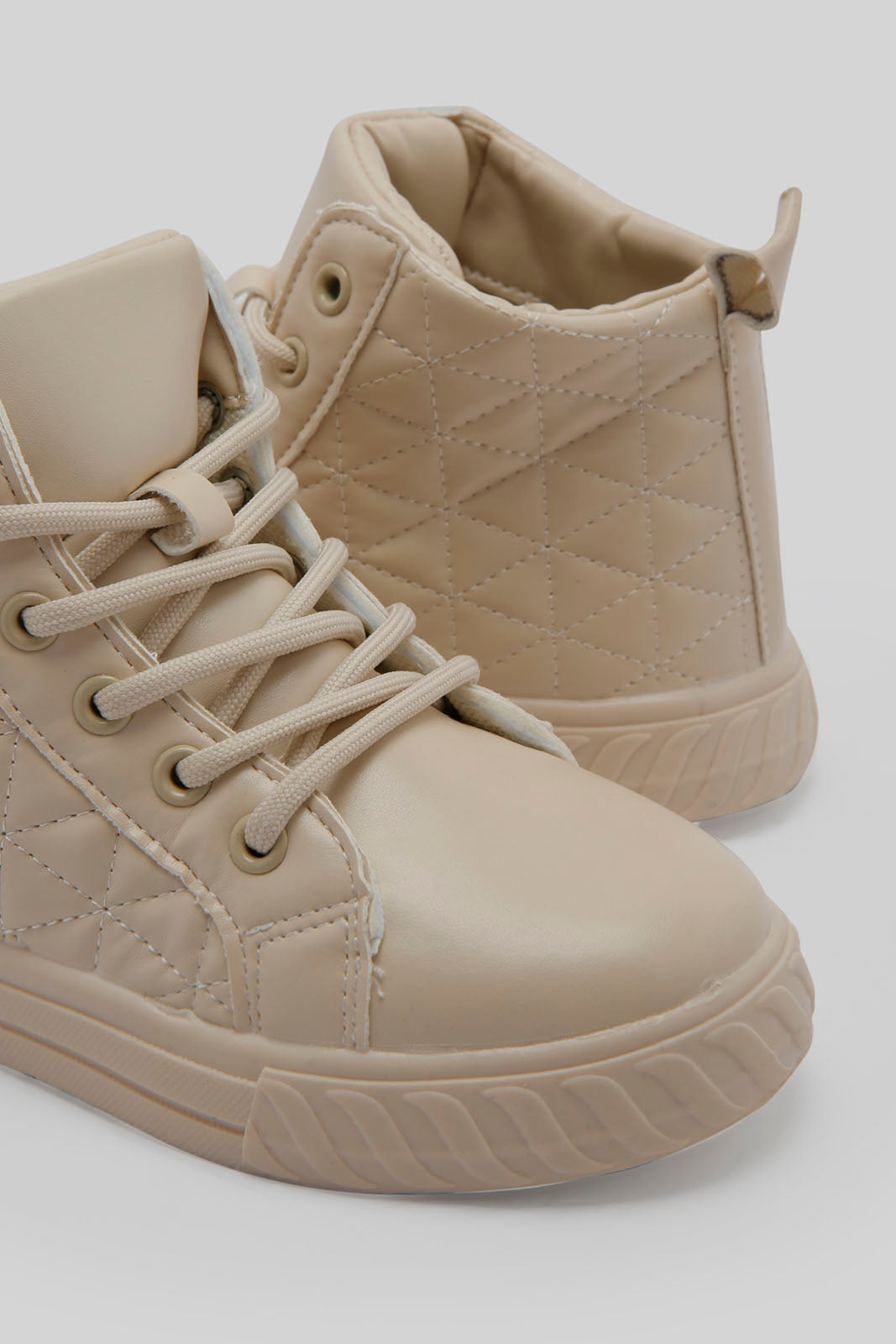 Redtag-Beige-Quilt-High-Top-Sneaker-Category:Trainers,-Colour:Beige,-Deals:New-In,-Dept:Girls,-Filter:Girls-Footwear-(5-to-14-Yrs),-GSR-Trainers,-New-In-GSR-FOO,-Non-Sale,-Section:Girls-(0-to-14Yrs),-W22B-Senior-Girls-5 to 14 Years