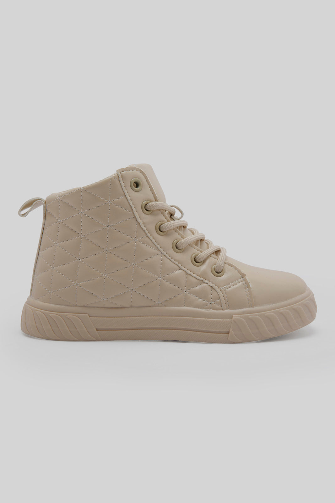 Redtag-Beige-Quilt-High-Top-Sneaker-Category:Trainers,-Colour:Beige,-Deals:New-In,-Dept:Girls,-Filter:Girls-Footwear-(5-to-14-Yrs),-GSR-Trainers,-New-In-GSR-FOO,-Non-Sale,-Section:Girls-(0-to-14Yrs),-W22B-Senior-Girls-5 to 14 Years