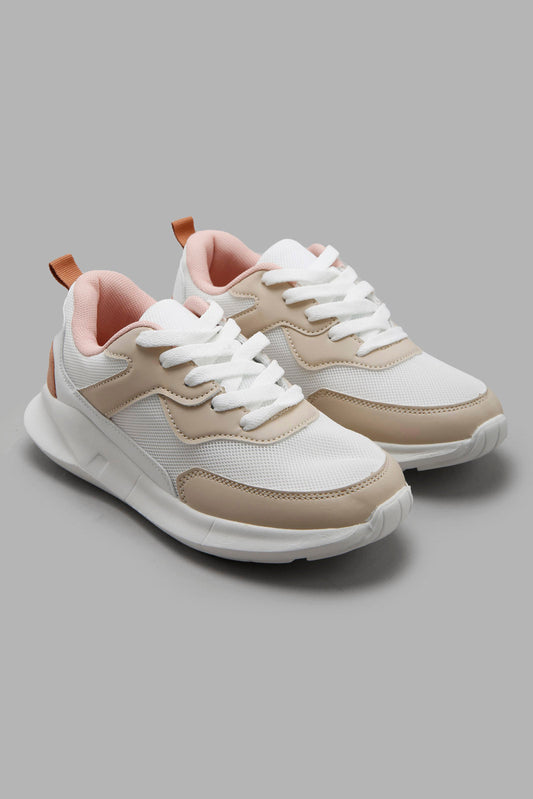 Redtag-Beige-Lace-Up-Sneaker-Category:Trainers,-Colour:Beige,-Deals:New-In,-Filter:Girls-Footwear-(5-to-14-Yrs),-GSR-Trainers,-New-In-GSR-FOO,-Non-Sale,-Section:Girls-(0-to-14Yrs),-W22A-Senior-Girls-5 to 14 Years