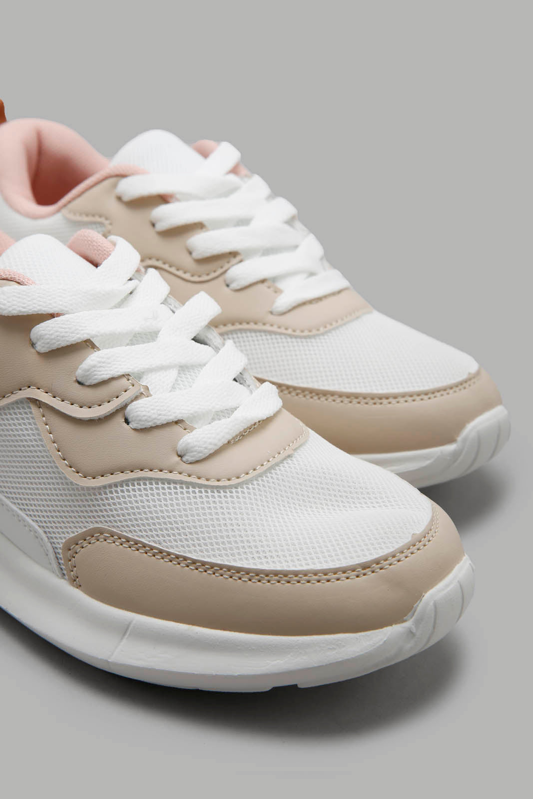 Redtag-Beige-Lace-Up-Sneaker-Category:Trainers,-Colour:Beige,-Deals:New-In,-Filter:Girls-Footwear-(5-to-14-Yrs),-GSR-Trainers,-New-In-GSR-FOO,-Non-Sale,-Section:Girls-(0-to-14Yrs),-W22A-Senior-Girls-5 to 14 Years
