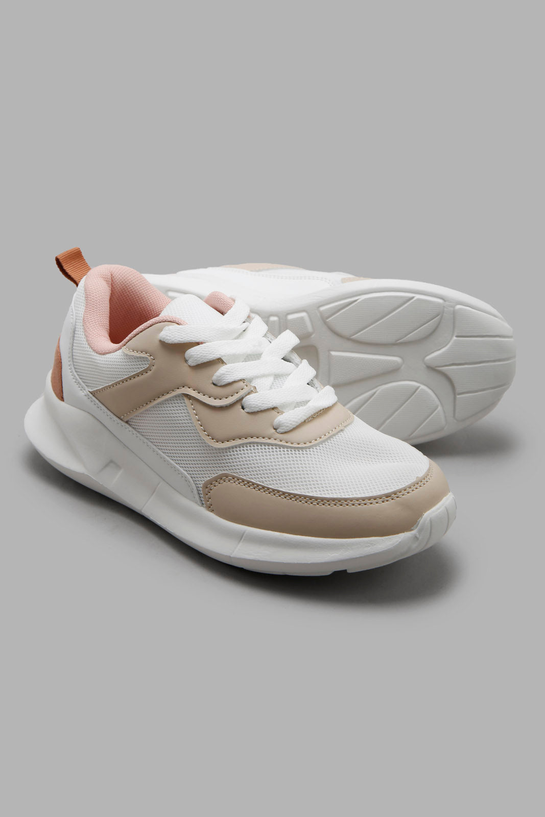 Redtag-Beige-Lace-Up-Sneaker-Category:Trainers,-Colour:Beige,-Deals:New-In,-Filter:Girls-Footwear-(5-to-14-Yrs),-GSR-Trainers,-New-In-GSR-FOO,-Non-Sale,-Section:Girls-(0-to-14Yrs),-W22A-Senior-Girls-5 to 14 Years