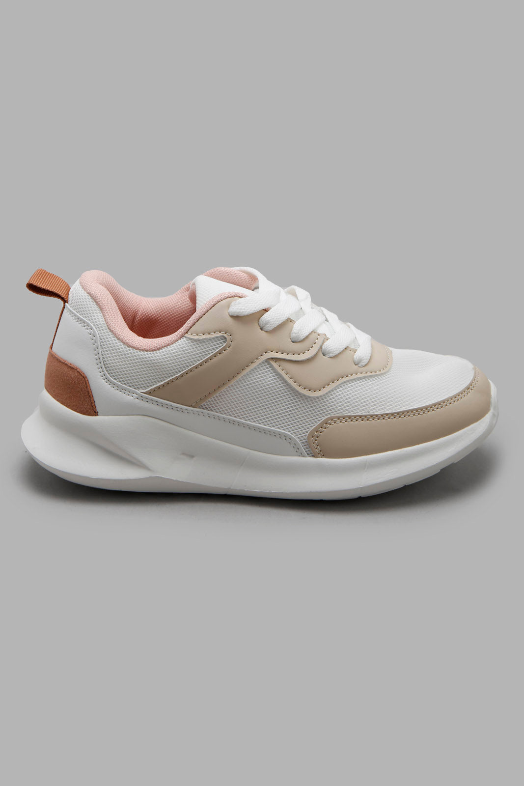 Redtag-Beige-Lace-Up-Sneaker-Category:Trainers,-Colour:Beige,-Deals:New-In,-Filter:Girls-Footwear-(5-to-14-Yrs),-GSR-Trainers,-New-In-GSR-FOO,-Non-Sale,-Section:Girls-(0-to-14Yrs),-W22A-Senior-Girls-5 to 14 Years