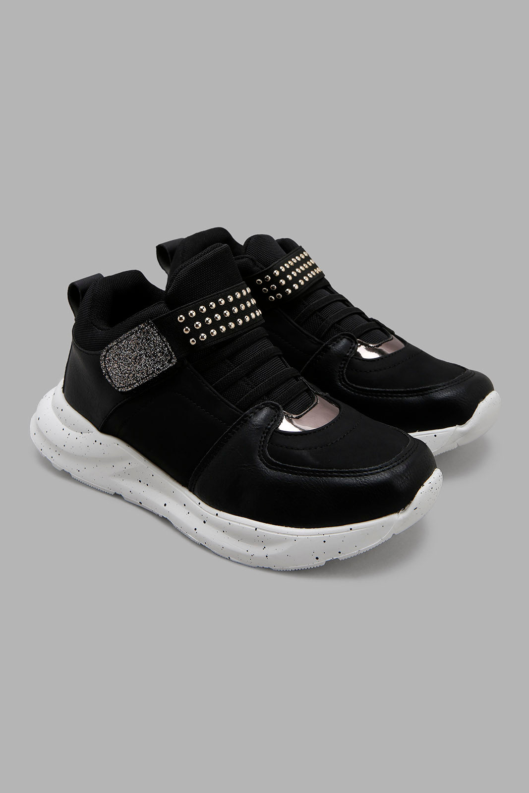 Redtag-Black-Print-Sole-High-Top-Sneaker-Category:Trainers,-Colour:Black,-Deals:New-In,-Filter:Girls-Footwear-(5-to-14-Yrs),-GSR-Trainers,-New-In-GSR-FOO,-Non-Sale,-Section:Girls-(0-to-14Yrs),-W22B-Senior-Girls-5 to 14 Years