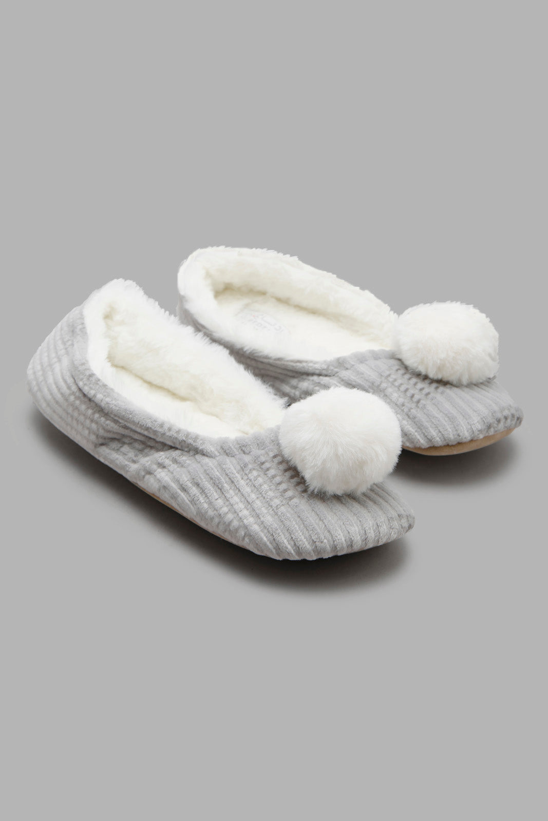 Redtag-Grey-Ballerina-Slipper-Category:Slippers,-CHR,-Colour:Grey,-Deals:New-In,-Filter:Women's-Footwear,-New-In-Women-FOO,-Non-Sale,-Section:Women,-W22A,-Women-Slippers-Women's-