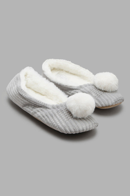 Redtag-Grey-Ballerina-Slipper-Category:Slippers,-CHR,-Colour:Grey,-Deals:New-In,-Filter:Women's-Footwear,-New-In-Women-FOO,-Non-Sale,-Section:Women,-W22A,-Women-Slippers-Women's-