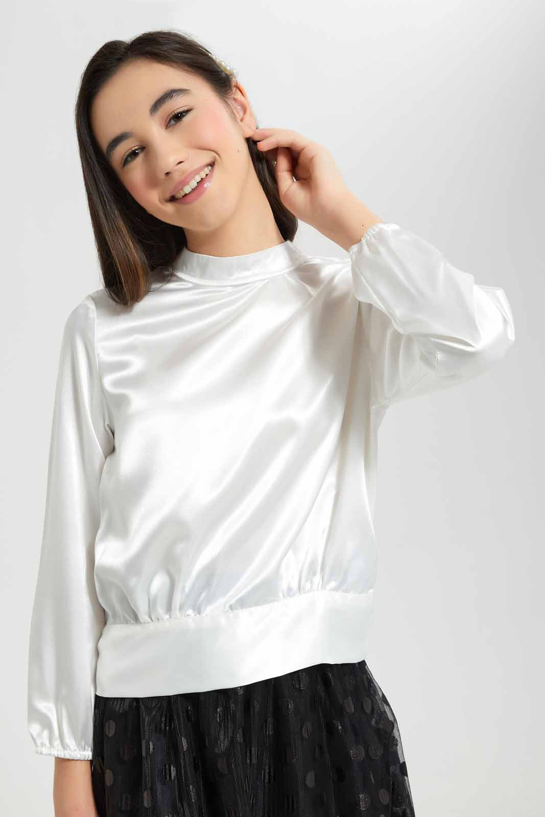 Redtag-White-SaT-Shirtn-Crop-Top-Category:Blouses,-Colour:White,-Deals:New-In,-Filter:Senior-Girls-(9-to-14-Yrs),-GSR-Blouses,-New-In-GSR-APL,-Non-Sale,-Section:Girls-(0-to-14Yrs),-W22O-Senior-Girls-9 to 14 Years