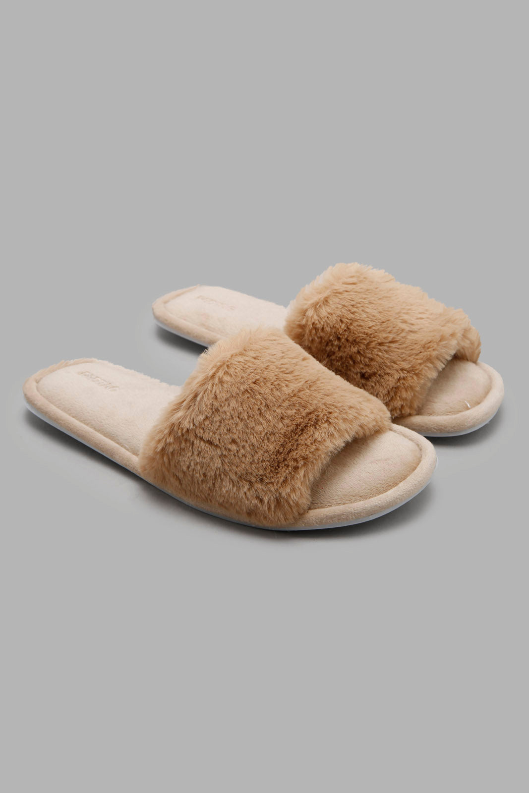 Redtag-Taupe-Fur-Slipper-Category:Slippers,-CHR,-Colour:Taupe,-Deals:New-In,-Filter:Women's-Footwear,-New-In-Women-FOO,-Non-Sale,-Section:Women,-W22A,-Women-Slippers-Women's-