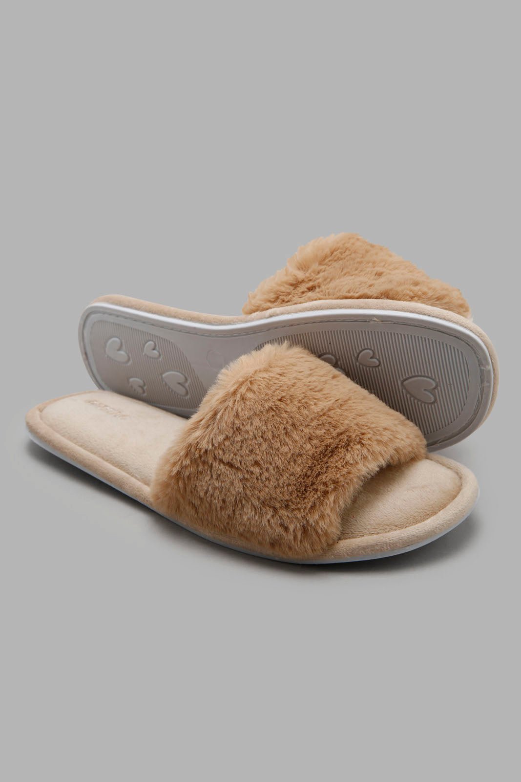 Redtag-Taupe-Fur-Slipper-Category:Slippers,-CHR,-Colour:Taupe,-Deals:New-In,-Filter:Women's-Footwear,-New-In-Women-FOO,-Non-Sale,-Section:Women,-W22A,-Women-Slippers-Women's-