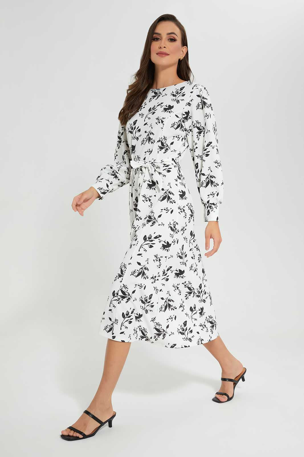 Redtag-White-Printed-Dress-Category:Dresses,-Colour:White,-Deals:New-In,-Filter:Women's-Clothing,-LDC,-LDC-Dresses,-New-In-LDC-APL,-Non-Sale,-Section:Women,-W22O-Women's-