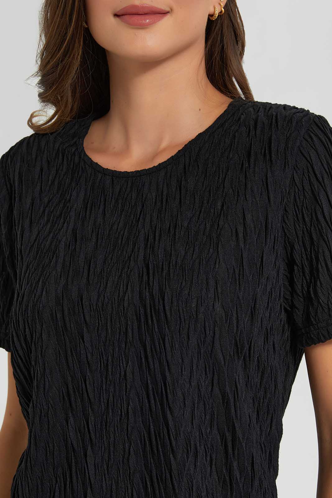 Redtag-Black-Textured-Top-Category:Tops,-Colour:Black,-Deals:New-In,-Filter:Women's-Clothing,-LDC,-LDC-Tops,-New-In-LDC-APL,-Non-Sale,-Section:Women,-W22O-Women's-