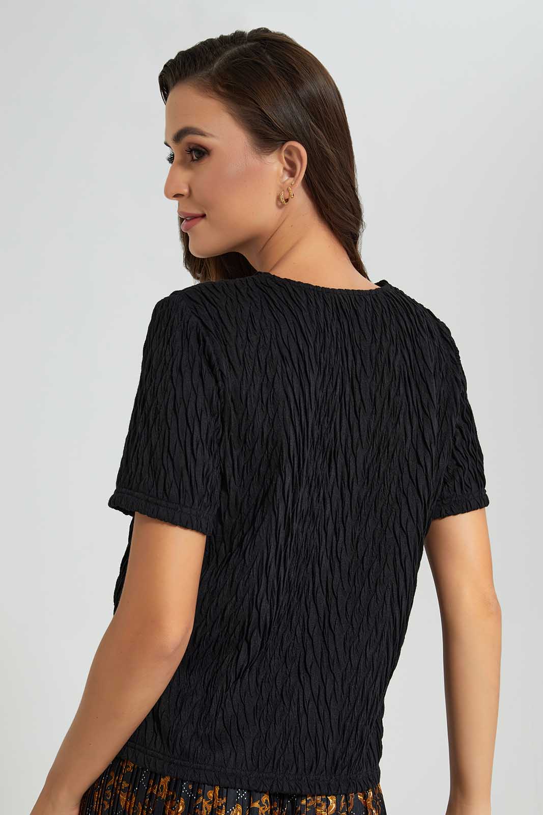 Redtag-Black-Textured-Top-Category:Tops,-Colour:Black,-Deals:New-In,-Filter:Women's-Clothing,-LDC,-LDC-Tops,-New-In-LDC-APL,-Non-Sale,-Section:Women,-W22O-Women's-