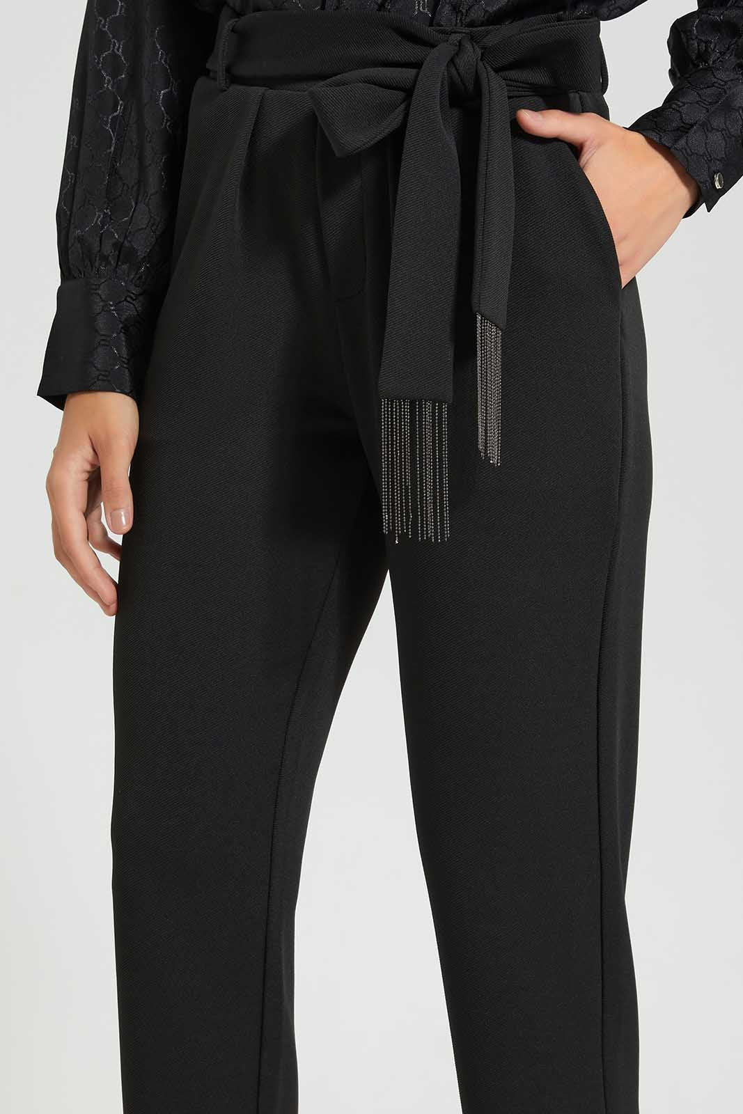 Redtag-Black-Tailored-Pant-With-Belt-Hanging-Trim-Category:Trousers,-Colour:Black,-Deals:New-In,-Filter:Women's-Clothing,-LDC,-LDC-Trousers,-New-In-LDC-APL,-Non-Sale,-Section:Women,-W22O-Women's-