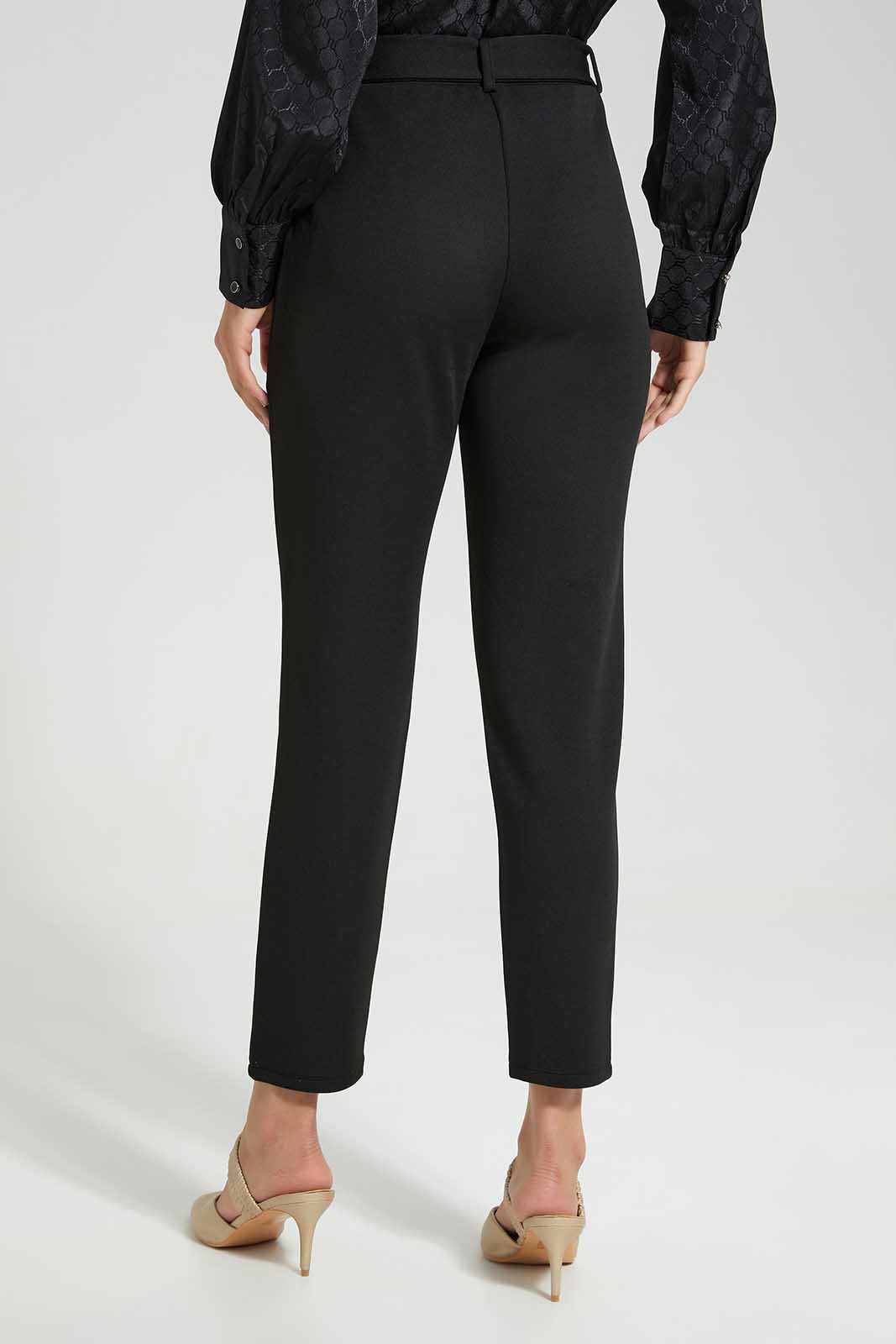 Redtag-Black-Tailored-Pant-With-Belt-Hanging-Trim-Category:Trousers,-Colour:Black,-Deals:New-In,-Filter:Women's-Clothing,-LDC,-LDC-Trousers,-New-In-LDC-APL,-Non-Sale,-Section:Women,-W22O-Women's-