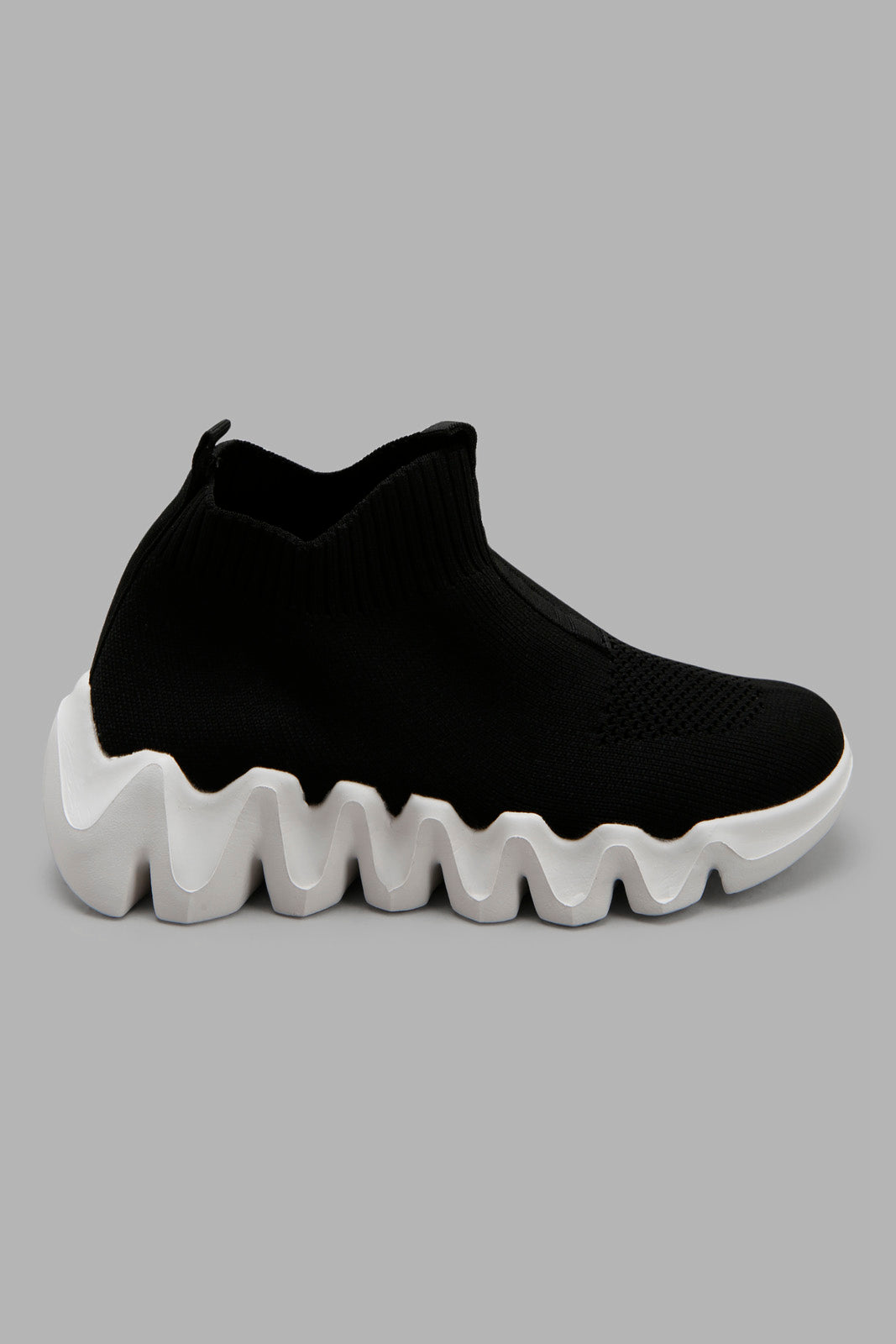 Redtag-Black-Knit-High-Top-BOY-Trainers,-Category:Trainers,-Colour:Black,-Deals:New-In,-Filter:Boys-Footwear-(3-to-5-Yrs),-New-In-BOY-FOO,-Non-Sale,-Section:Boys-(0-to-14Yrs),-W22A-Boys-3 to 5 Years
