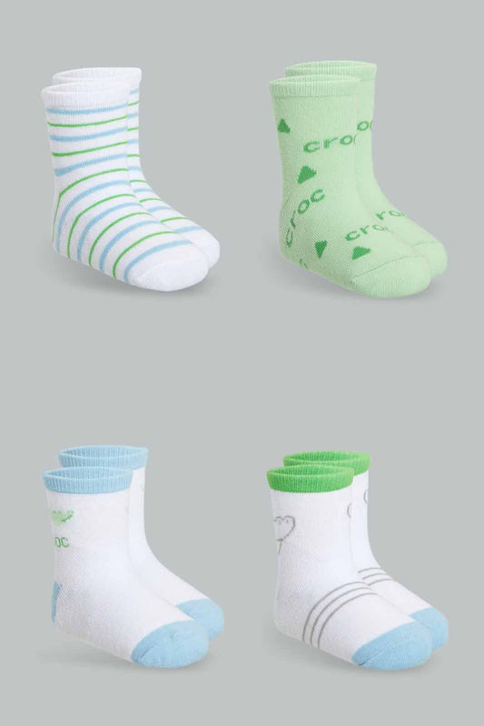 Redtag-White-Croc-Socks-4-Pack-365,-Category:Socks,-Colour:Assorted,-Deals:New-In,-Filter:Infant-Boys-(3-to-24-Mths),-INB-Socks,-New-In-INB-APL,-Non-Sale,-Section:Boys-(0-to-14Yrs)-Infant-Boys-3 to 24 Months