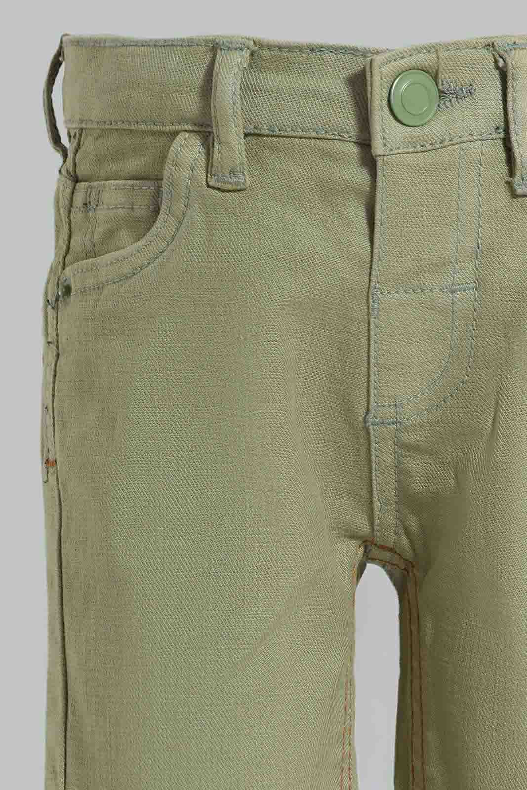 Redtag-Oil-Green-Color-Denim-Shorts-Category:Shorts,-Colour:Green,-Deals:New-In,-Filter:Infant-Boys-(3-to-24-Mths),-INB-Shorts,-New-In-INB-APL,-Non-Sale,-Section:Boys-(0-to-14Yrs),-W22O-Infant-Boys-3 to 24 Months