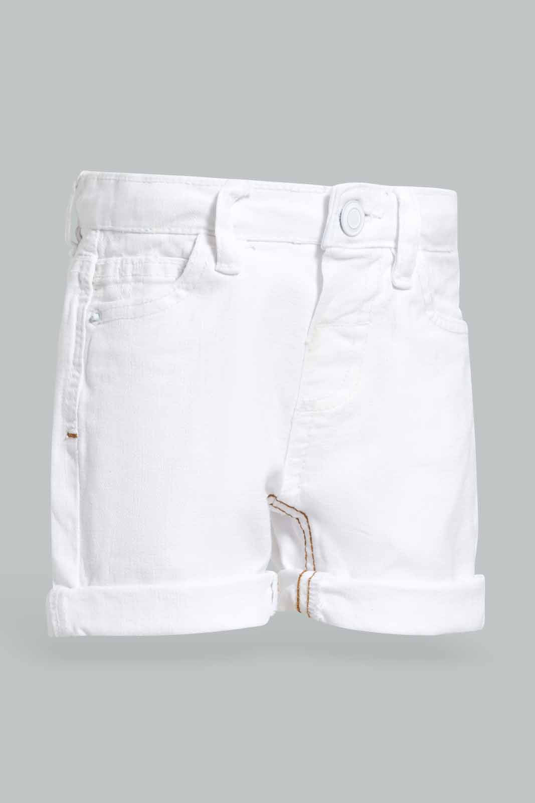 Redtag-White-Color-Denim-Shorts-Category:Shorts,-Colour:White,-Deals:New-In,-Filter:Infant-Boys-(3-to-24-Mths),-INB-Shorts,-New-In-INB-APL,-Non-Sale,-Section:Boys-(0-to-14Yrs),-W22O-Infant-Boys-3 to 24 Months