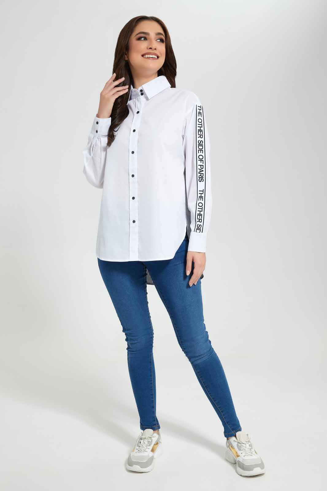 Redtag-White-Poplin-Shirt-Category:Blouses,-Colour:White,-Deals:New-In,-Filter:Women's-Clothing,-New-In-Women-APL,-Non-Sale,-Section:Women,-W22O,-Women-Blouses-Women's-