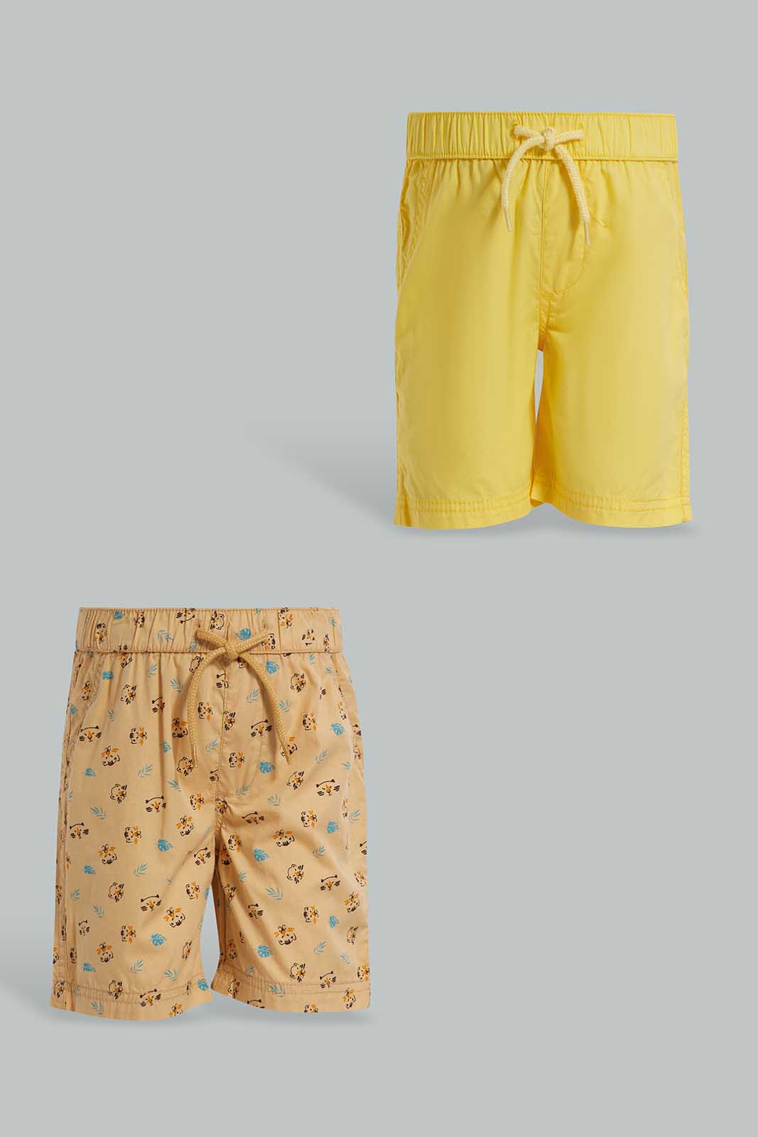 Redtag-Yellow-New-Weight-Tiger-And-Lemon-2-Pack-Trouser-Short-Category:Shorts,-Colour:Yellow,-Deals:New-In,-Filter:Infant-Boys-(3-to-24-Mths),-INB-Shorts,-New-In-INB-APL,-Non-Sale,-Section:Boys-(0-to-14Yrs),-W22O-Infant-Boys-3 to 24 Months