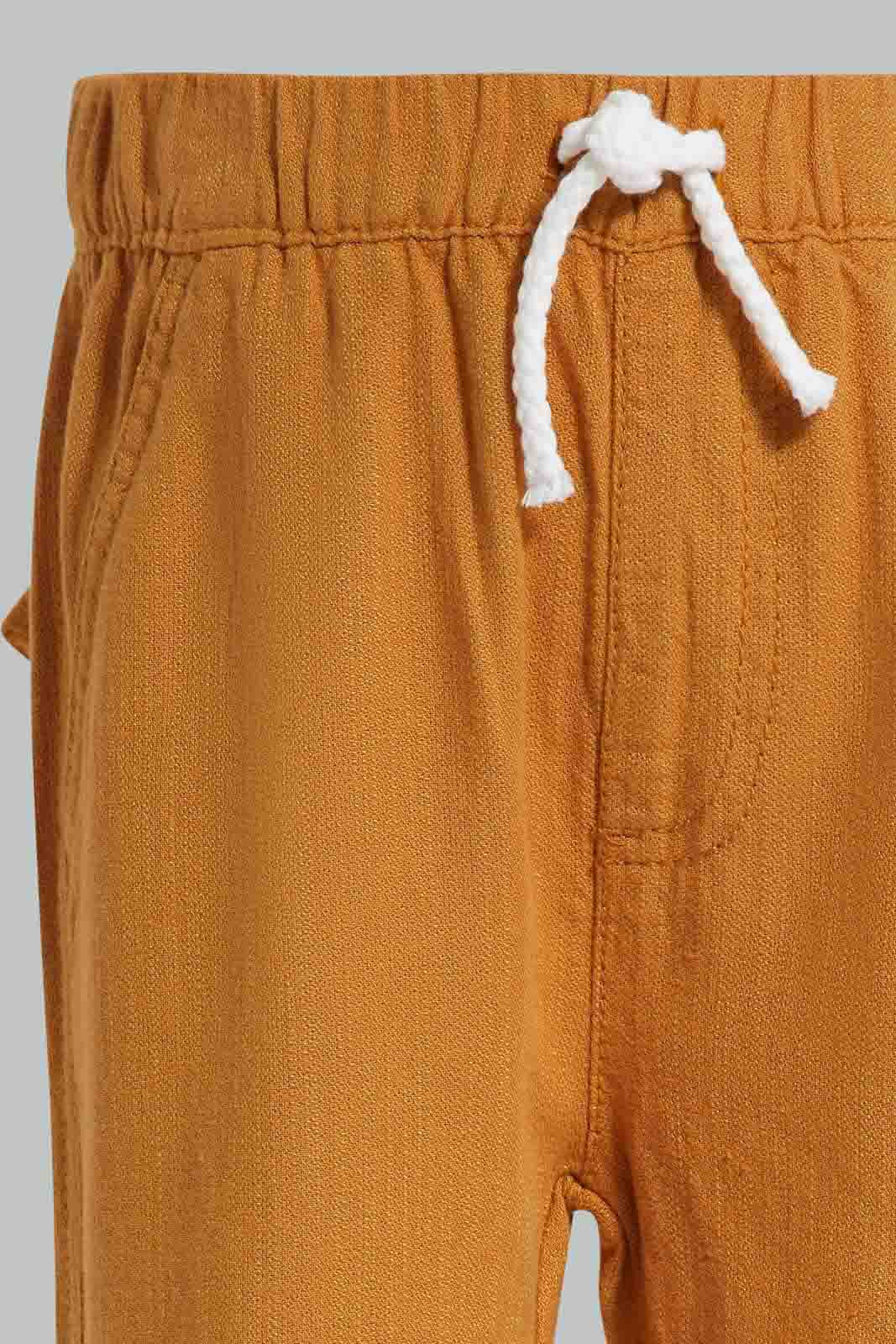 Redtag-Rust-Linen-Trouser-Category:Trousers,-Colour:Brown,-Deals:New-In,-Filter:Infant-Boys-(3-to-24-Mths),-INB-Trousers,-New-In-INB-APL,-Non-Sale,-Section:Boys-(0-to-14Yrs),-W22O-Infant-Boys-3 to 24 Months