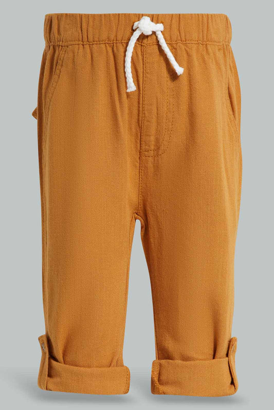 Redtag-Rust-Linen-Trouser-Category:Trousers,-Colour:Brown,-Deals:New-In,-Filter:Infant-Boys-(3-to-24-Mths),-INB-Trousers,-New-In-INB-APL,-Non-Sale,-Section:Boys-(0-to-14Yrs),-W22O-Infant-Boys-3 to 24 Months