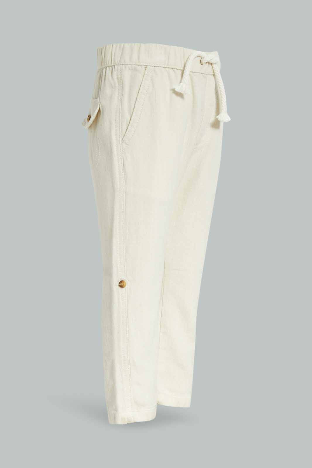 Redtag-White-Linen-Trouser-Category:Trousers,-Colour:White,-Deals:New-In,-Dept:Boys,-Filter:Infant-Boys-(3-to-24-Mths),-INB-Trousers,-New-In-INB-APL,-Non-Sale,-Section:Boys-(0-to-14Yrs),-W22O-Infant-Boys-3 to 24 Months