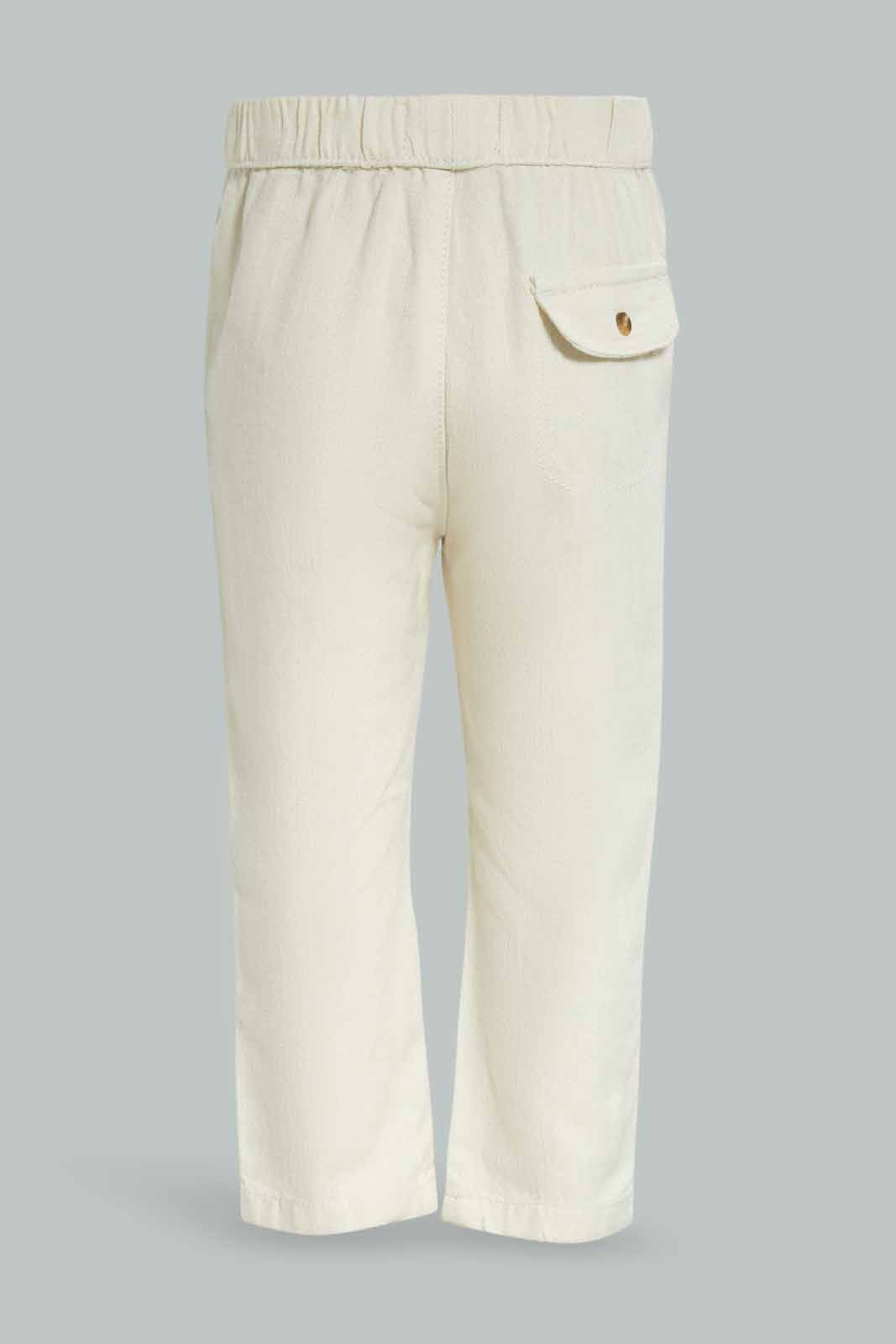 Redtag-White-Linen-Trouser-Category:Trousers,-Colour:White,-Deals:New-In,-Dept:Boys,-Filter:Infant-Boys-(3-to-24-Mths),-INB-Trousers,-New-In-INB-APL,-Non-Sale,-Section:Boys-(0-to-14Yrs),-W22O-Infant-Boys-3 to 24 Months