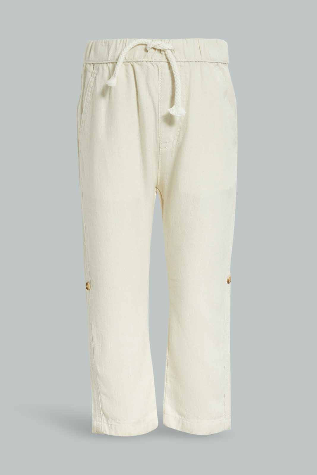 Redtag-White-Linen-Trouser-Category:Trousers,-Colour:White,-Deals:New-In,-Dept:Boys,-Filter:Infant-Boys-(3-to-24-Mths),-INB-Trousers,-New-In-INB-APL,-Non-Sale,-Section:Boys-(0-to-14Yrs),-W22O-Infant-Boys-3 to 24 Months