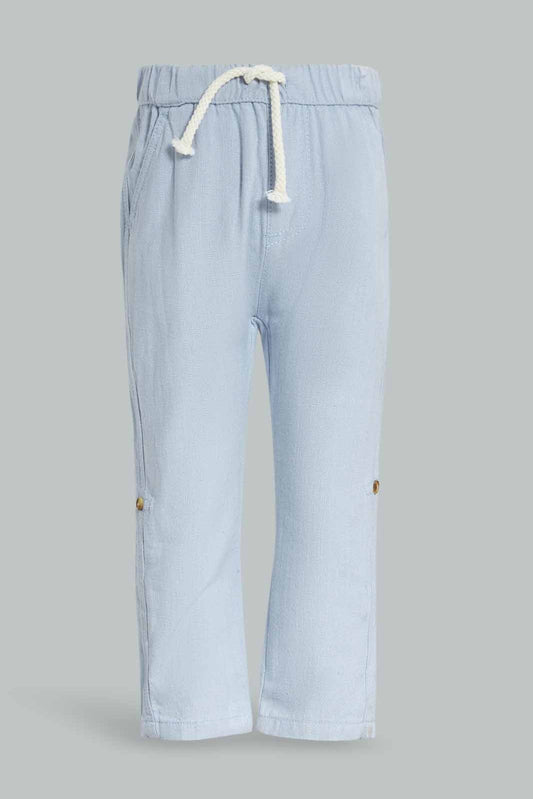 Redtag-Cerulean-Linen-Trouser-Category:Trousers,-Colour:Blue,-Deals:New-In,-Dept:Boys,-Filter:Infant-Boys-(3-to-24-Mths),-INB-Trousers,-New-In-INB-APL,-Non-Sale,-Section:Boys-(0-to-14Yrs),-W22O-Infant-Boys-3 to 24 Months
