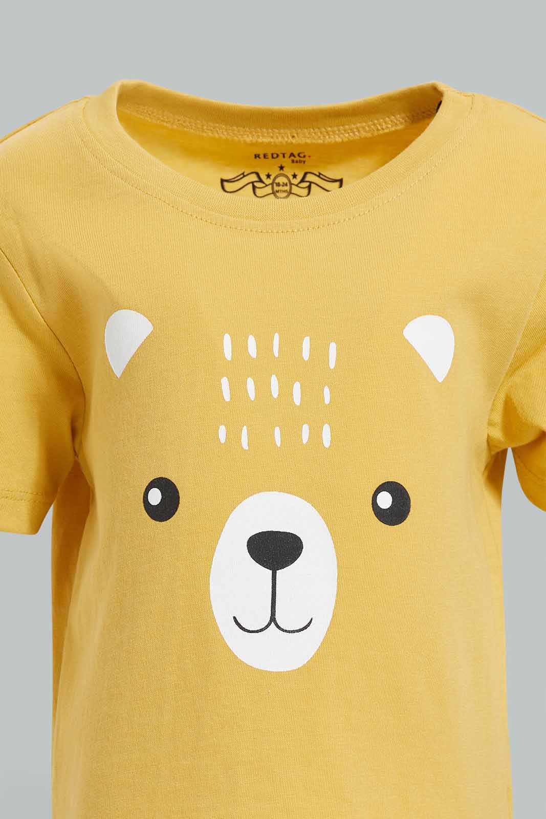 Redtag-Rattan-2-Pack-Striped-And-Solid-Tshirt-Category:T-Shirts,-Colour:Mustard,-Deals:New-In,-Filter:Infant-Boys-(3-to-24-Mths),-INB-T-Shirts,-New-In-INB-APL,-Non-Sale,-Section:Boys-(0-to-14Yrs),-W22O-Infant-Boys-