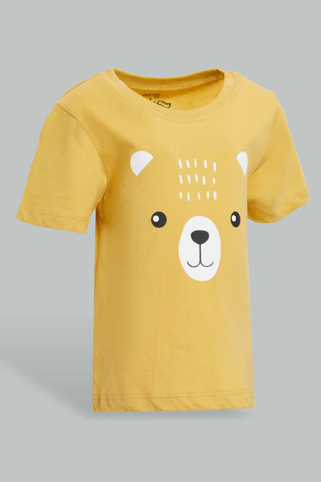 Redtag-Rattan-2-Pack-Striped-And-Solid-Tshirt-Category:T-Shirts,-Colour:Mustard,-Deals:New-In,-Filter:Infant-Boys-(3-to-24-Mths),-INB-T-Shirts,-New-In-INB-APL,-Non-Sale,-Section:Boys-(0-to-14Yrs),-W22O-Infant-Boys-