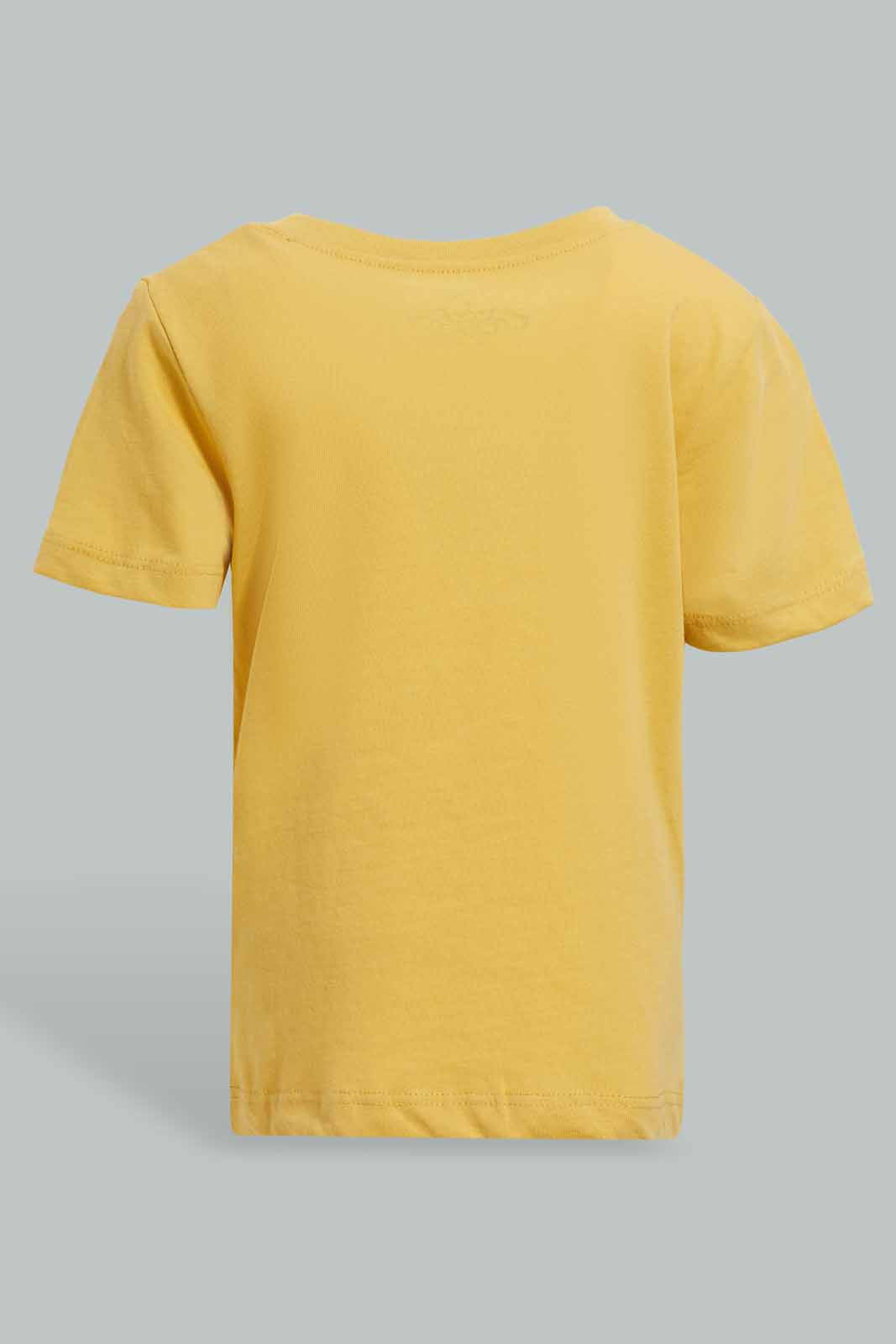 Redtag-Rattan-2-Pack-Striped-And-Solid-Tshirt-Category:T-Shirts,-Colour:Mustard,-Deals:New-In,-Filter:Infant-Boys-(3-to-24-Mths),-INB-T-Shirts,-New-In-INB-APL,-Non-Sale,-Section:Boys-(0-to-14Yrs),-W22O-Infant-Boys-