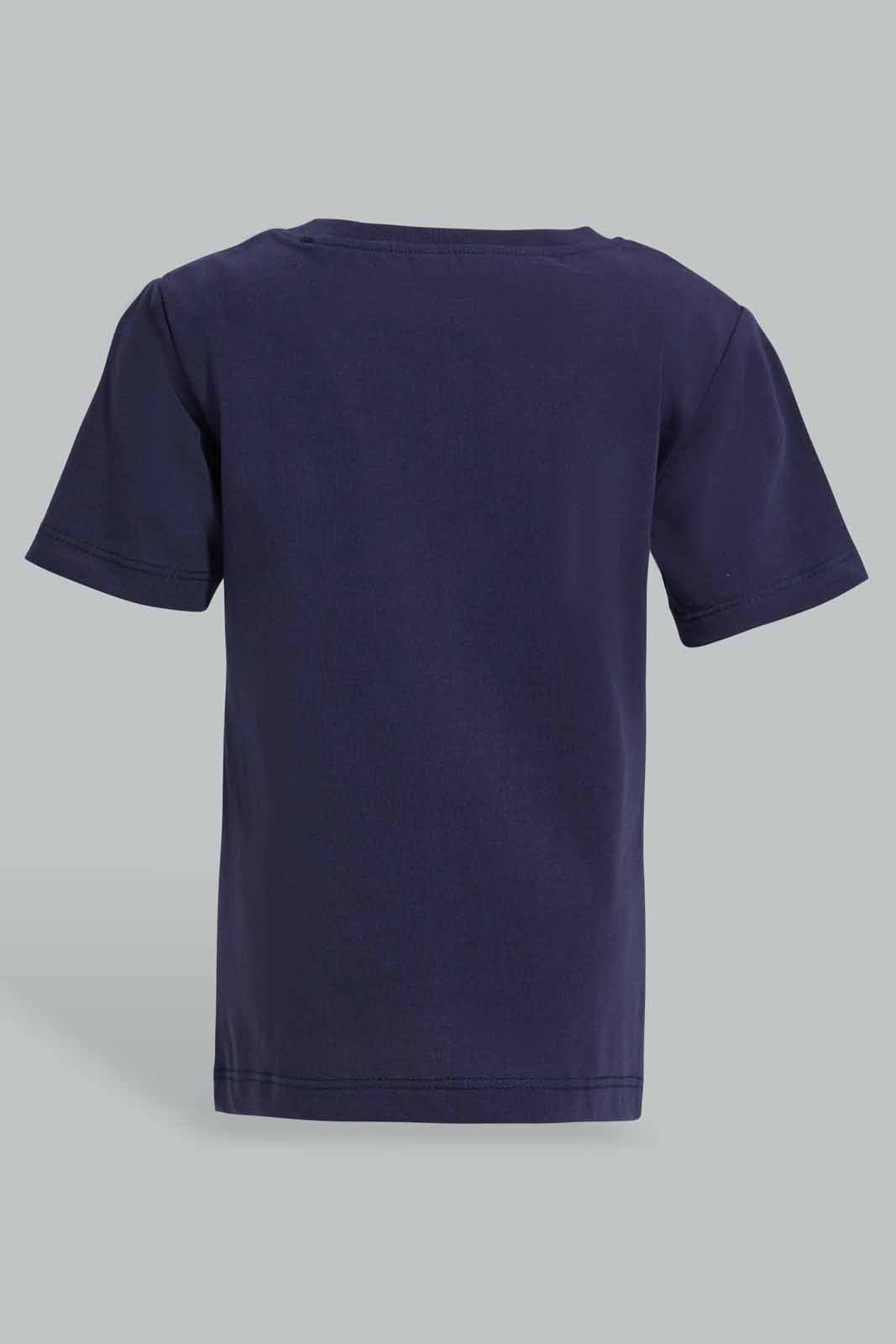 Redtag-Navy-And-Blue-2-Pack-Solid-And-Striped-Tshirt-Category:T-Shirts,-Colour:Navy,-Deals:New-In,-Filter:Infant-Boys-(3-to-24-Mths),-INB-T-Shirts,-New-In-INB-APL,-Non-Sale,-Section:Boys-(0-to-14Yrs),-W22O-Infant-Boys-