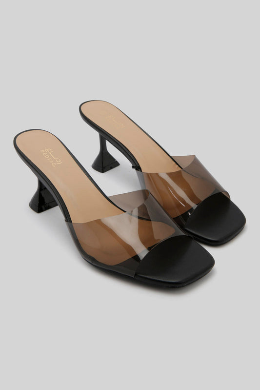 Redtag-Black-Vinyl-Heeled-Mule-Category:Sandals,-Colour:Black,-Deals:New-In,-Filter:Women's-Footwear,-LEC-Sandals,-New-In-Women-FOO,-Non-Sale,-Section:Women,-W22B-Women's-