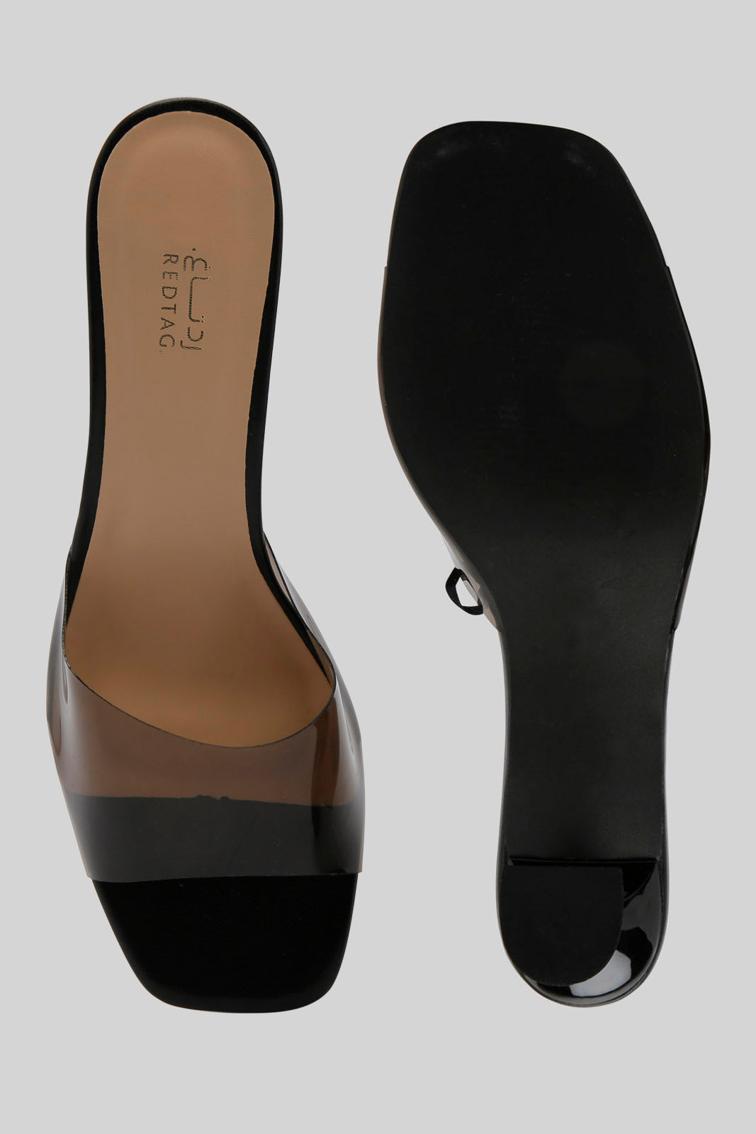 Redtag-Black-Vinyl-Heeled-Mule-Category:Sandals,-Colour:Black,-Deals:New-In,-Filter:Women's-Footwear,-LEC-Sandals,-New-In-Women-FOO,-Non-Sale,-Section:Women,-W22B-Women's-