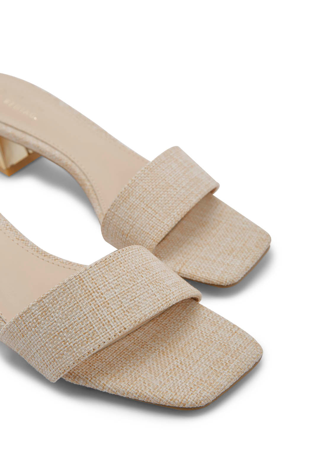 Redtag-Beige-Textured-Mule-With-Gold-Heel-Category:Sandals,-Colour:Beige,-Deals:New-In,-Dept:Ladieswear,-Filter:Women's-Footwear,-Foo-Women-heel,-LEC-Sandals,-New-In-Women-FOO,-Non-Sale,-Section:Women,-W22B-Women's-
