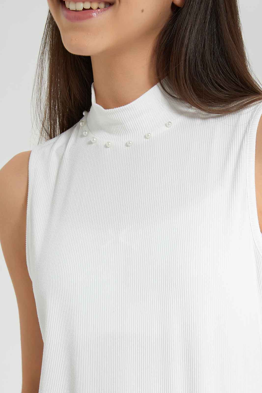 Redtag-White-Highneck-Rib-Top-Category:Blouses,-Colour:White,-Deals:New-In,-Filter:Senior-Girls-(9-to-14-Yrs),-GSR-Blouses,-New-In-GSR-APL,-Non-Sale,-Section:Girls-(0-to-14Yrs),-W22O-Senior-Girls-9 to 14 Years