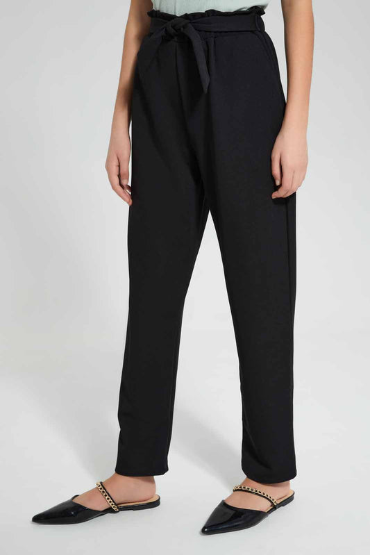 Redtag-Black-Knitted-Cargo-Pocket-Pant-Category:Trousers,-Colour:Black,-Deals:New-In,-Filter:Senior-Girls-(9-to-14-Yrs),-GSR-Trousers,-New-In-GSR-APL,-Non-Sale,-Section:Girls-(0-to-14Yrs),-TBL,-W22O-Senior-Girls-9 to 14 Years
