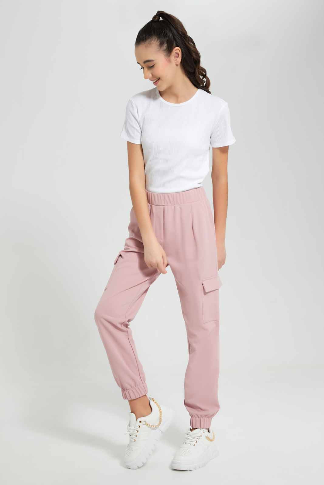Redtag-Beige-Knitted-Cargo-Pocket-Pant-Category:Trousers,-Colour:Beige,-Deals:New-In,-Filter:Senior-Girls-(9-to-14-Yrs),-GSR-Trousers,-New-In-GSR-APL,-Non-Sale,-Section:Girls-(0-to-14Yrs),-TBL,-W22O-Senior-Girls-9 to 14 Years