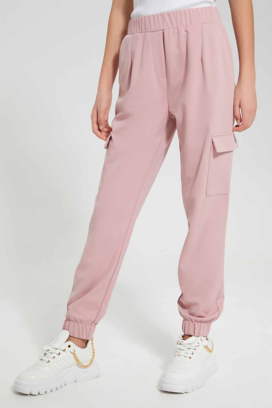 Redtag-Beige-Knitted-Cargo-Pocket-Pant-Category:Trousers,-Colour:Beige,-Deals:New-In,-Filter:Senior-Girls-(9-to-14-Yrs),-GSR-Trousers,-New-In-GSR-APL,-Non-Sale,-Section:Girls-(0-to-14Yrs),-TBL,-W22O-Senior-Girls-9 to 14 Years