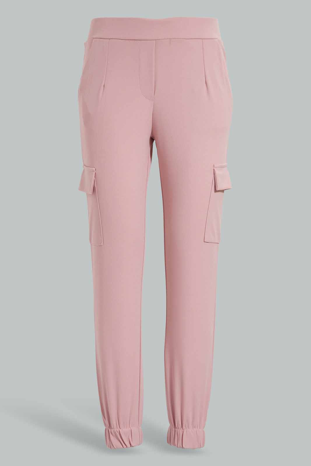 Redtag-Pink-Knitted-Cargo-Pocket-Pants-Category:Trousers,-Colour:Apricot,-Deals:New-In,-Filter:Senior-Girls-(9-to-14-Yrs),-GSR-Trousers,-New-In-GSR-APL,-Non-Sale,-Section:Girls-(0-to-14Yrs),-TBL,-W22O-Senior-Girls-9 to 14 Years