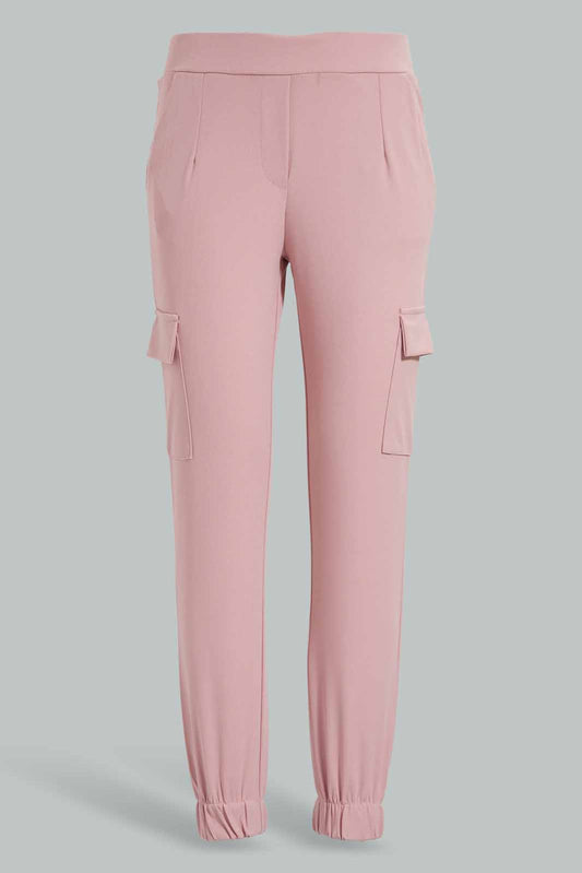 Redtag-Pink-Knitted-Cargo-Pocket-Pants-Category:Trousers,-Colour:Apricot,-Deals:New-In,-Filter:Senior-Girls-(9-to-14-Yrs),-GSR-Trousers,-New-In-GSR-APL,-Non-Sale,-Section:Girls-(0-to-14Yrs),-TBL,-W22O-Senior-Girls-9 to 14 Years