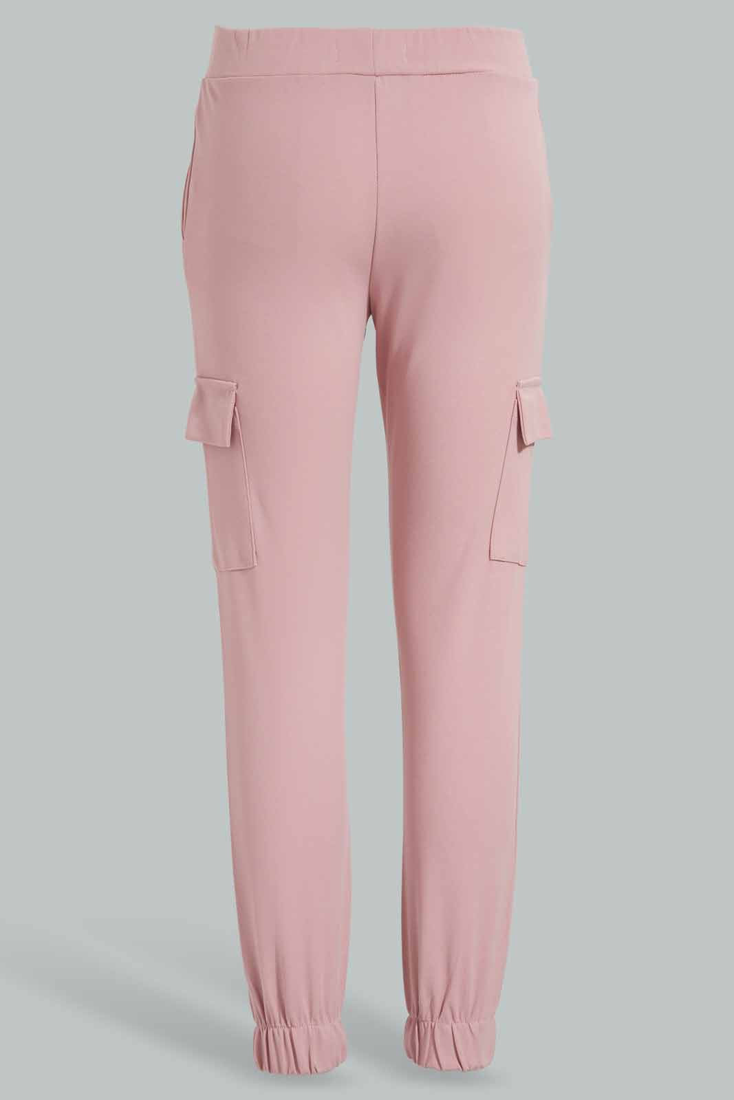 Redtag-Pink-Knitted-Cargo-Pocket-Pants-Category:Trousers,-Colour:Apricot,-Deals:New-In,-Filter:Senior-Girls-(9-to-14-Yrs),-GSR-Trousers,-New-In-GSR-APL,-Non-Sale,-Section:Girls-(0-to-14Yrs),-TBL,-W22O-Senior-Girls-9 to 14 Years
